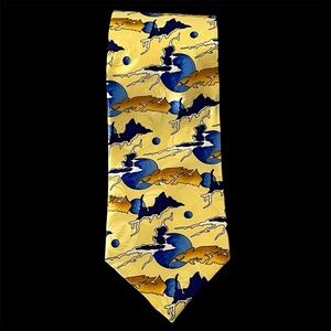 Vintage 1996 Grateful Dead Mars Hotel Second Set Silk Tie Yellow USA Rock Art